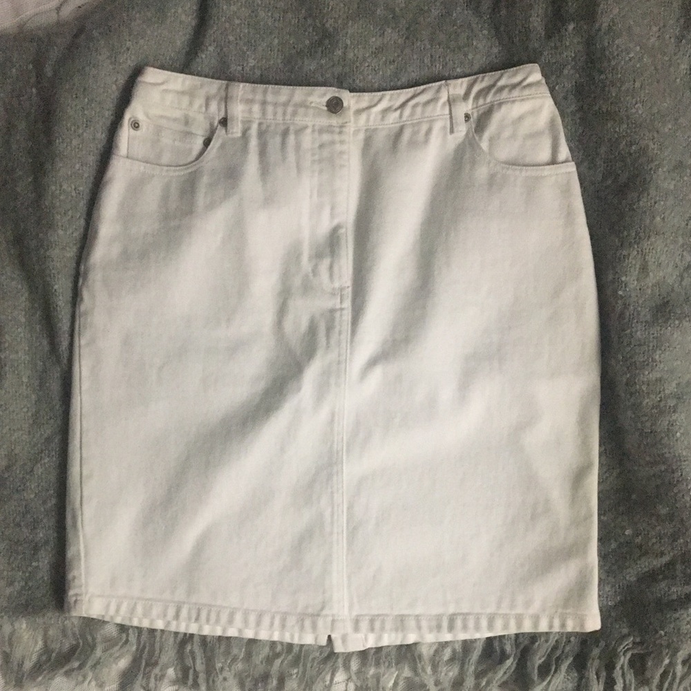 Vintage white jean midi skirt